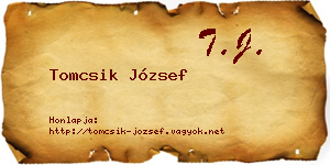 Tomcsik József névjegykártya