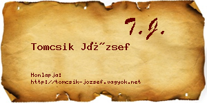 Tomcsik József névjegykártya